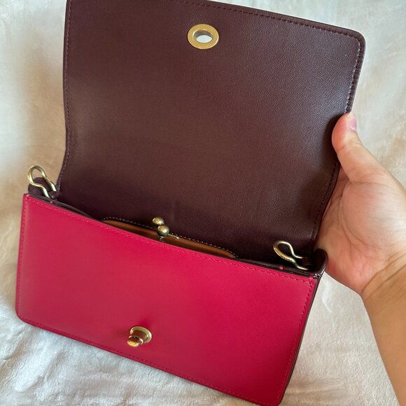 NWOT! Coach Dinky Signature Convertible Shoulder Bag In Bright Cherry Leather - Picture 9 of 15